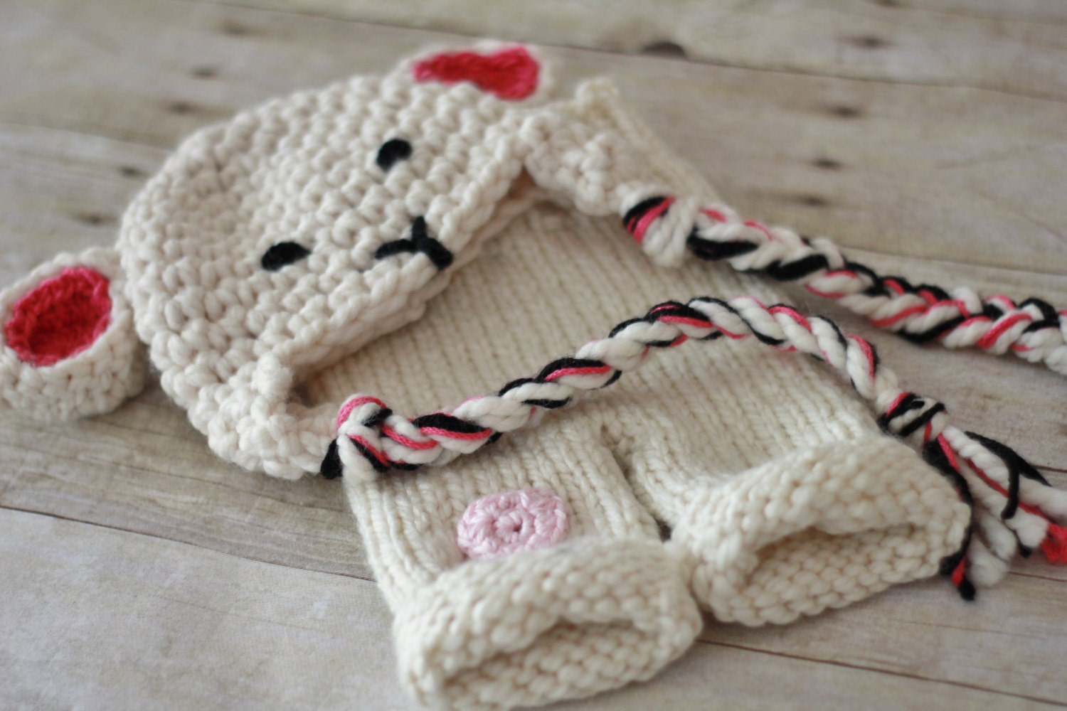 Baby Lamb Hat and Pants, Hand Knit Animal Photo Props