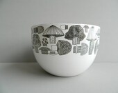 Finel Black and White Enamel Mushroom Bowl Made in Finland