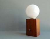 Mid Century Modern Teak Wood Block Lamp