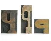 Vintage Letterpress Type Printers Blocks Trio of P P P