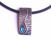 Blue Paua shell Pendant necklace.Sterling Silver. Abalone jewelry