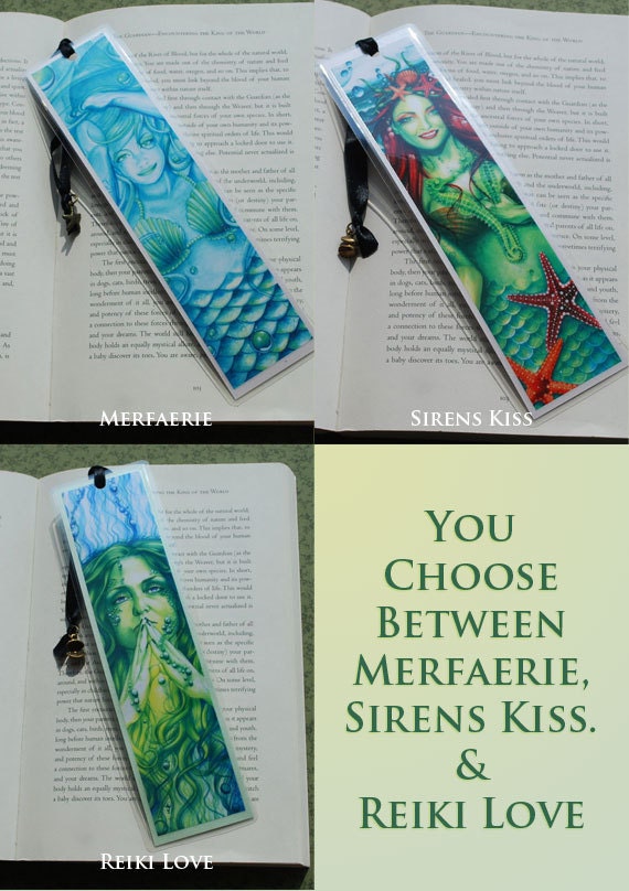 Mermaid Bookmarks - BUY 2 Get 1 FREE - Fantasy Bookmarks - Merfaerie - Reiki Love - Sirens Kiss - You Choose One