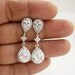 Wedding Jewelry Bridal Earrings Silver Cubic Zirconia Posts with Cubic Zirconia Drops  Wedding Earrings Bridal Jewelry