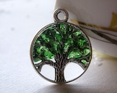 Glass Emerald Necklace, Tree of Life, Tree of Life Jewelry, May Birthstone Color, Emerald Tree Necklace