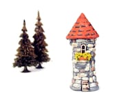 Your Own Personal Fairytale Tower - Handmade Miniature House - Stone Tower with Wooden Door - Terrarium Decor