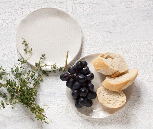 Textured Dessert Plate in White (Set of Two)