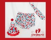Polka Dot Party Hat - Diaper Cover - Necktie for Cake Smash or First Birthday - ORIGINAL Design by StacyBayless Baby - Boys