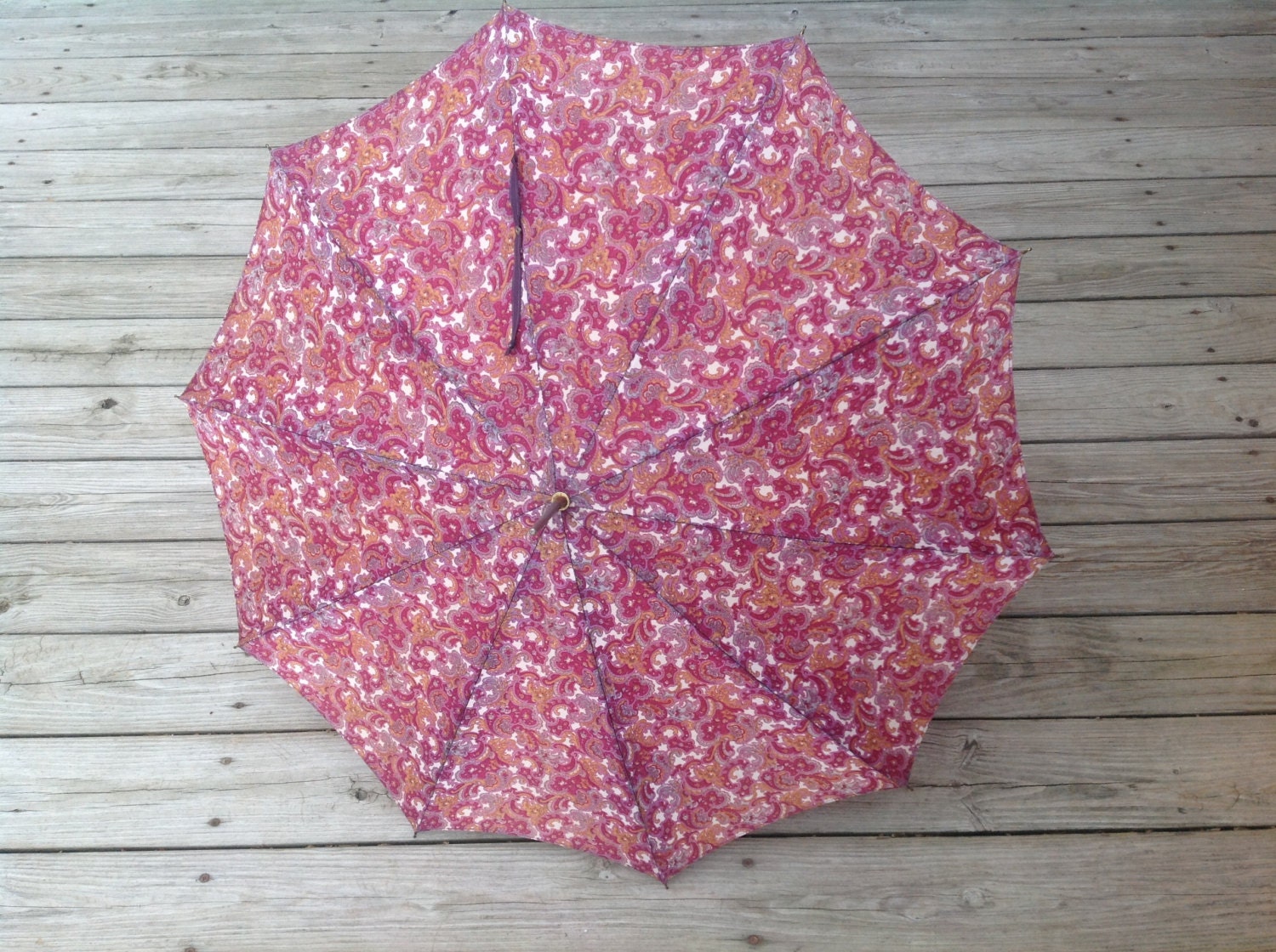 Vintage 1940s Paisley Umbrella Parasol Bakelite Handle
