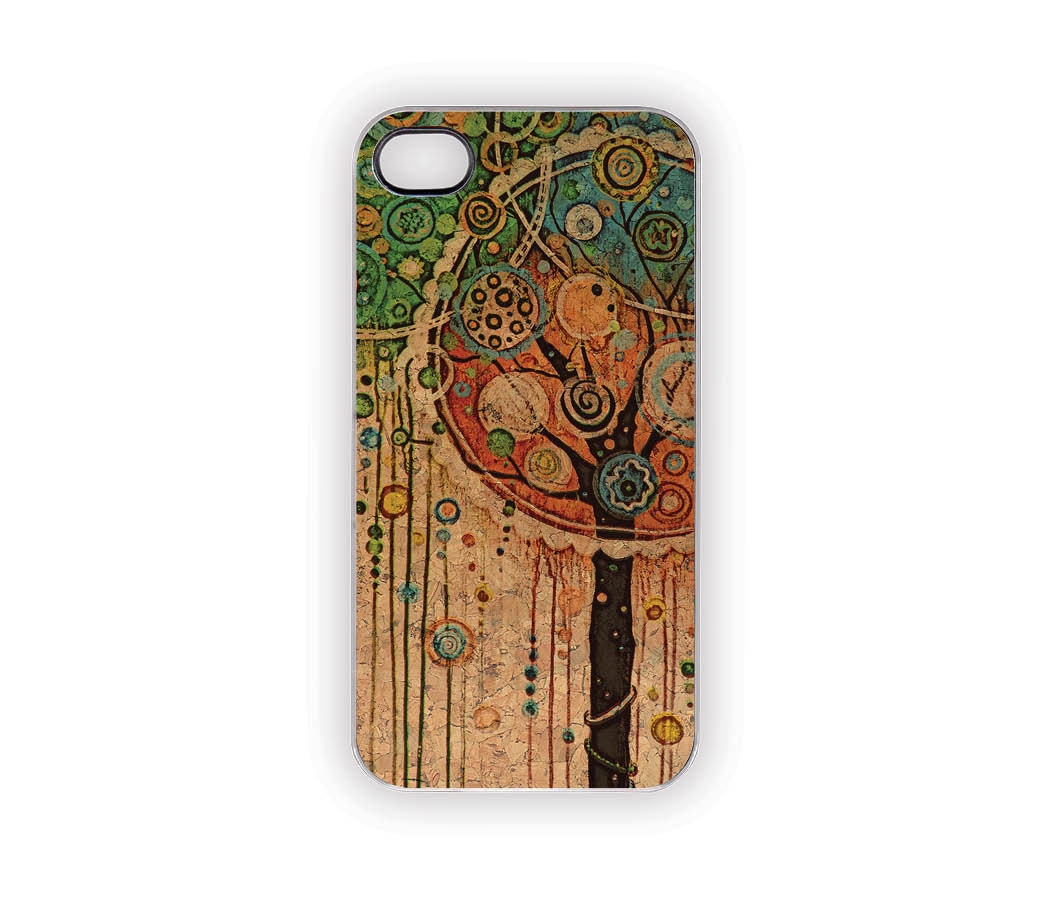 Woodland Tree Party iPhone Case 5 4S 4 Painted Boho Cottage Chic Whimsical Nature Theme With Pastels Trees Circles Streamers