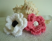 Boutineer ,Scarf Pin  Lapel Pin  Barrette Hair Clip  Pick Your Colors Two Crochet Flowers by AuntBsAttic