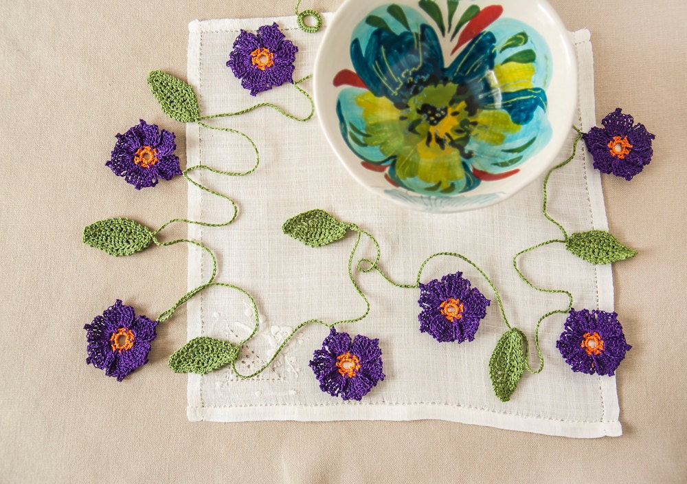 Woodland Wedding Crochet Flower Garland - Bridal Decor