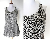 Vintage Animal Print Swimdress Bathing Suit Plus Size XL