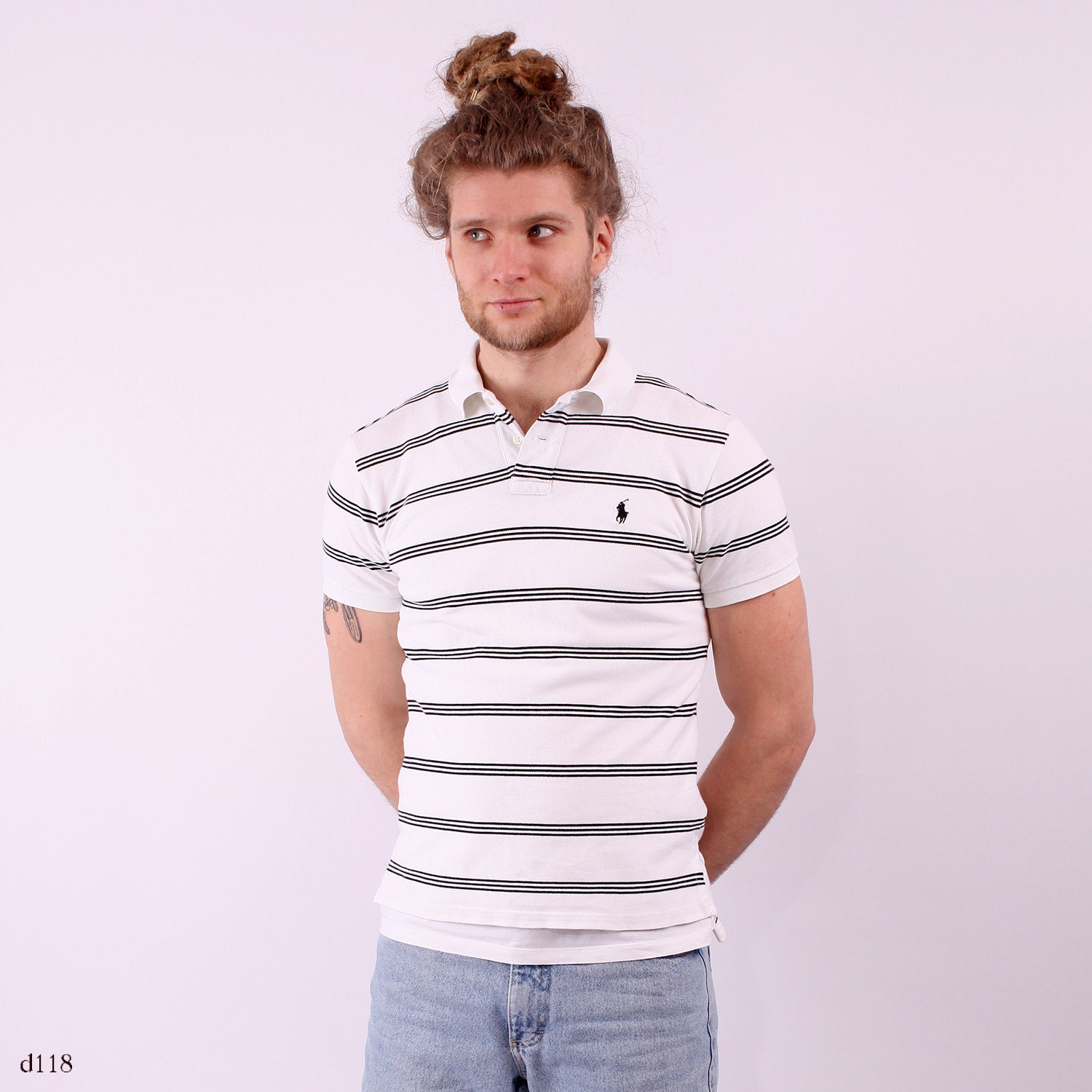 Ralph Lauren Polo Shirt / 90s Black and white Shirt / sz Small