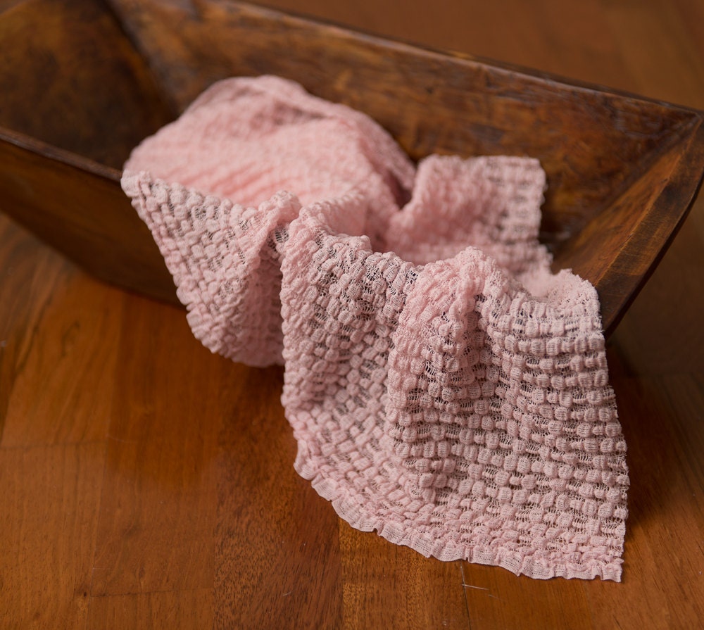 newborn wrap PINK pucker stretch lace fabric baby photo prop READY to SHIP