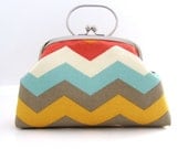 Frame Clutch bag with Handle- colorful chevron