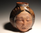 Face Vase Buddha Head Sculpture Vessel Open Mind Ikebana Pot, Round Storage Jar Figure Art