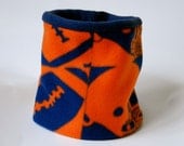 Fleece Kids Neck Warmer / Gaiter / Cowl Scarf - Orange Blue Football