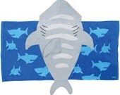 Personalized Embroidered Stephen Joseph Hooded SHARK Kids TOWEL for Beach Bath Pool