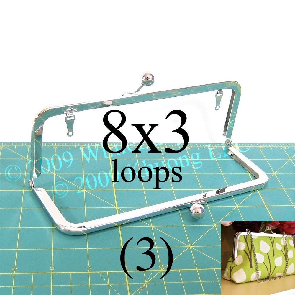 3 nickel-free 8x3 purse frame kisslock with loops