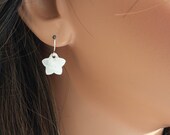 Silver Star Earrings, Simple Earrings, Silver Brushed Stars, Dangle Earrings, Drop Earrings, Everyday Earrings, Brushed Silver