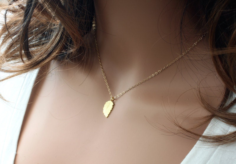 Gold Leaf  Pendant, Vermeil Gold Leaf Pendant, Small Leaf Pendant, Everyday Pendant, Everyday Necklace