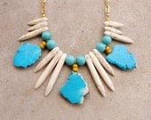 30% OFF COUPON SALE - Native Bones - Turquoise and Howlite Statement Necklace
