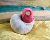 Little Seashell Baby on Driftwood Pink Velour Pocket Doll with Spiral Seahell Cradle and Driftwood Beach Decor or ToyBeach Waldorf Style
