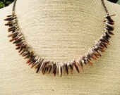 Sea Urchin Spine Necklace with Dainty Mini Spikes All Natural with Plum Glass Seed Beads Beach Ocean Jewelry
