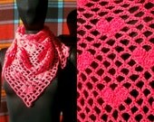 Crochet Shawl - Pink Mohair Hearts