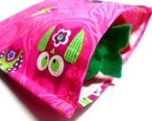 Eco Friendly Reusable Sandwich Bag Pink Owls