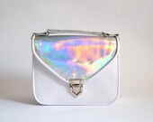 Mady duo Custom color and Holographic leather crossbody bag (handmade to order, take 15 days to be made plus shipping ETA)