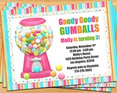 Gumball Candy Birthday Party Invitation - Digital - Printable Il_170x135