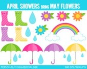 April Showers Clipart - Digital Clip Art Graphics for Personal or Commercial Use