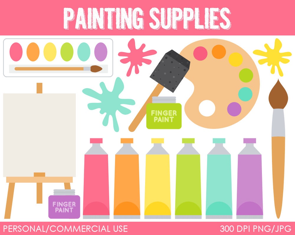 Painting Supplies Clip Art -  Digital Clip Art Graphics for Personal or Commercial Use