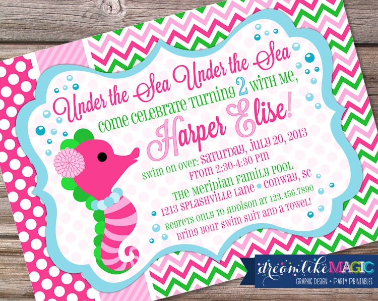 Printable Party Invitation- Under the Sea Preppy Chevron Il_170x135