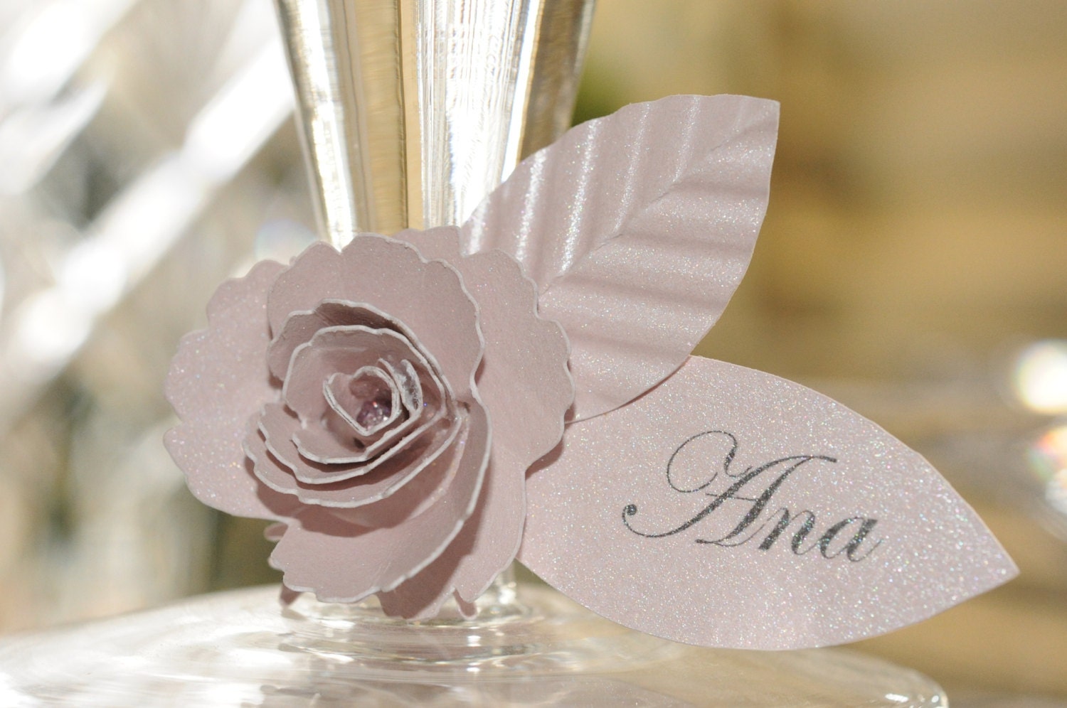 Tea Rose Wine Tags /Place Cards /Escort Cards
