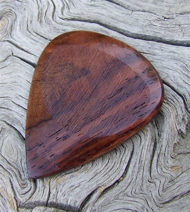 Handmade Honduran Rosewood Clear Enamel Coated Premium Wood Guitar Pick