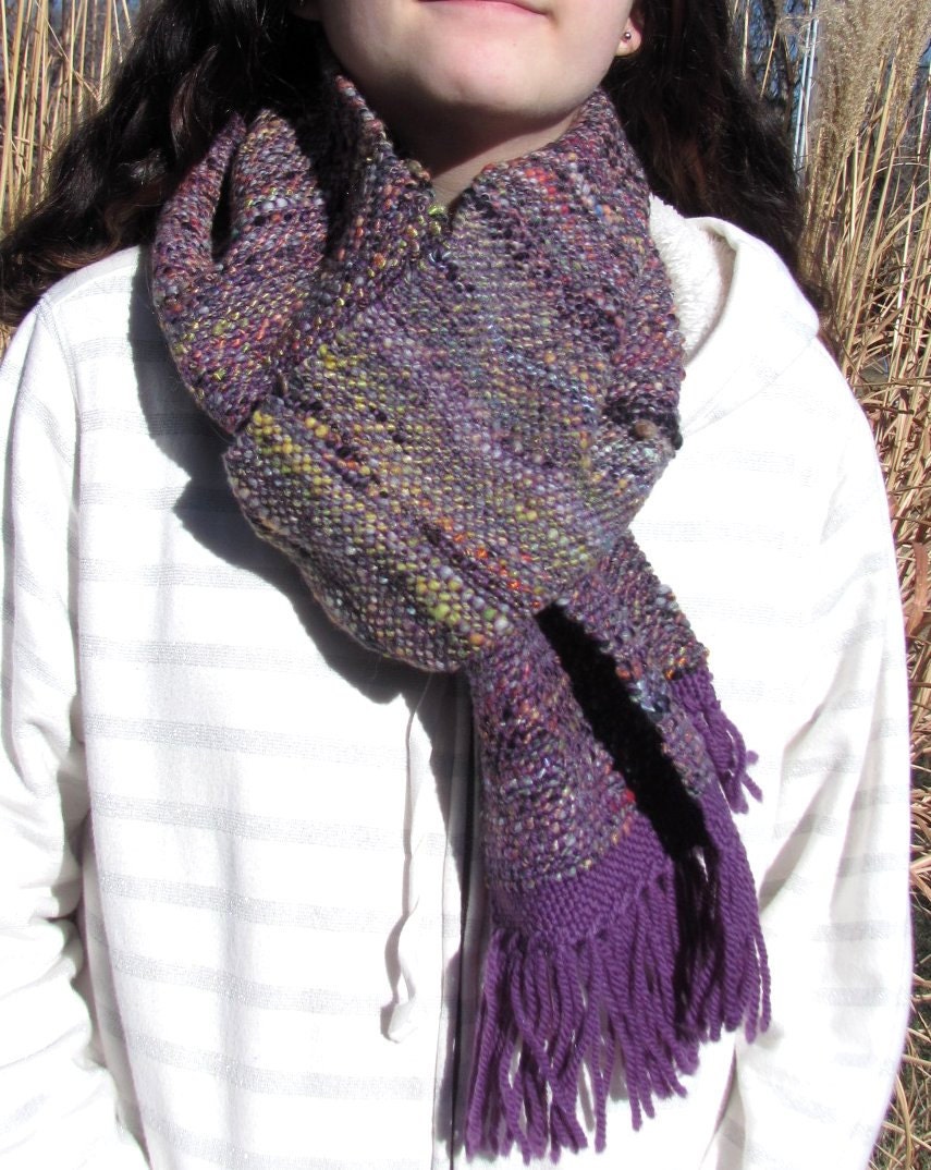 SALE Timey Wimey Purple Handspun Woven scarf