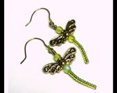 Gold Wing Dragonfly Earrings  Four Colors to Choose from