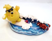 Surfing COWABUNGA Parker Figurine - Polymer Clay Storybook Sculpture