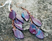 Purple Shimmer Leaf Earrings and Lotus Ring