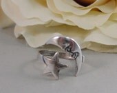 Moon and Stars,Ring,Silver,Stars,Twilight,Ring,Antique Ring,Silver Ring,Moon,Wedding,Bridesmaid. Handmade jewelery by valleygirldesigns.