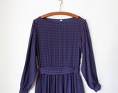 Violet Butterfly Ruffle Dress ... Vintage 80's Purple Pink Plaid Sweetheart Sheer Frock ... Small / Medium