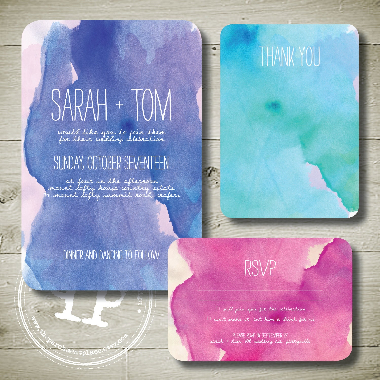 WATERCOLOUR - personalised invitation printable party package