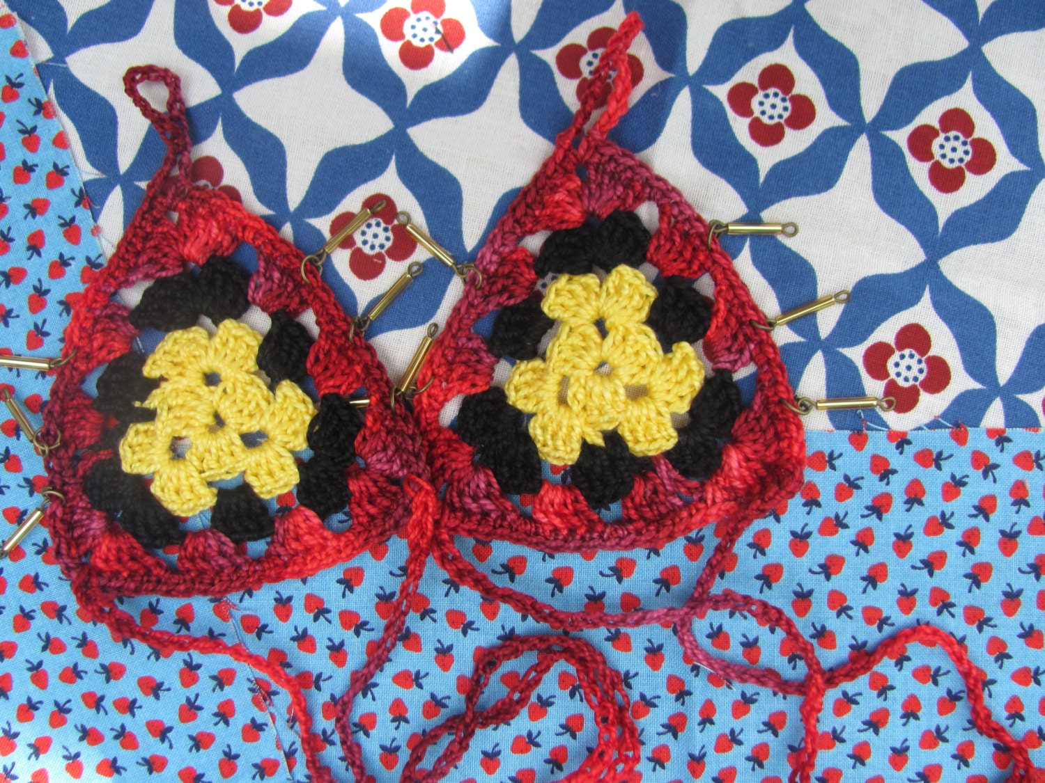 Crochet Barefoot Sandals for Bellydance-ZambraMora-Tribal-TribalFusion-Dance-Maroon-Black-Yellow--Beads-OneSizeFitsAll