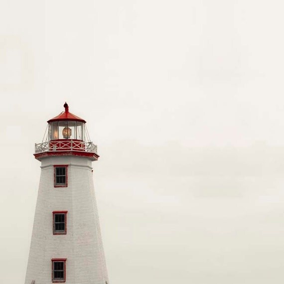 White Lighthouse Photo, Nautical Summer Decor, Minimalist, Red, white and red, Fathers Day, men, Summer 8x8