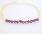 Red Garnet Gold Plated Dainty Bracelet, Women's Fashion, Wedding, Bridal Jewelry, Bridesmaids