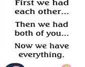 Nursery Art, Baby Girl Room Art, Kids Wall Art, Twins Room Decor, Elephants, Pink, Green, First we had each other, 8x10 Print