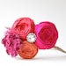 Pink Beauty Headband Rosette Couture Silk Flower Headdress Headband Statement Couture Pink and Orange Vintage Rhinestone wrapped headband