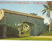 Vintage Florida Postcard - Miami - Coral Gables - Grenada Entrance Native Coral Rock